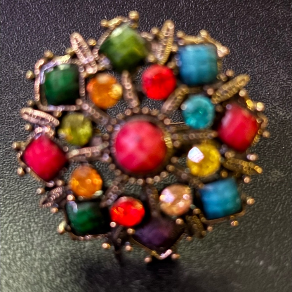 Red and Blue Gemstone Ring with Intricate Design (2 Rings) Adjustable size - Picture 3 of 8